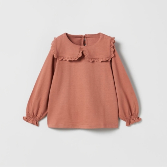 Zara Kids Pink Ruffled Collar Top. Size 3-6 months. Mauve pink. - Picture 1 of 2